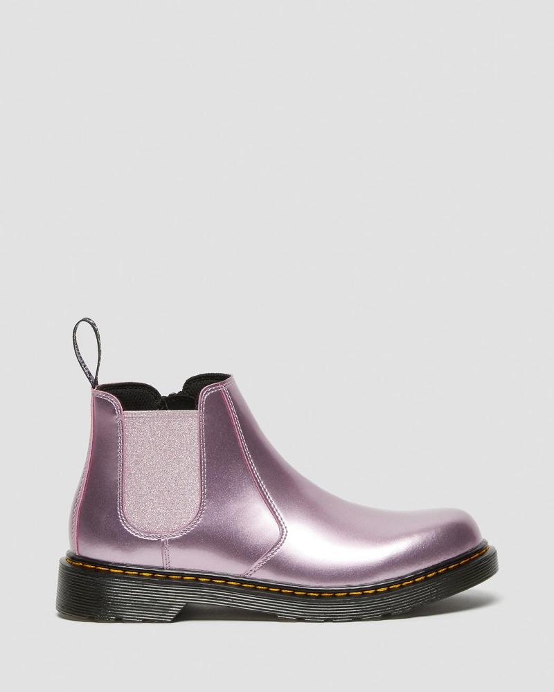 Kids' Dr Martens Youth 2976 Metallic Chelsea Boots Pink | AU 670LIS